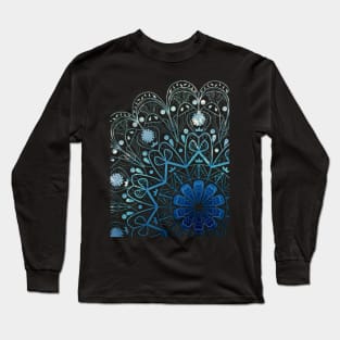 Mandala in Sea Green and Blue Long Sleeve T-Shirt